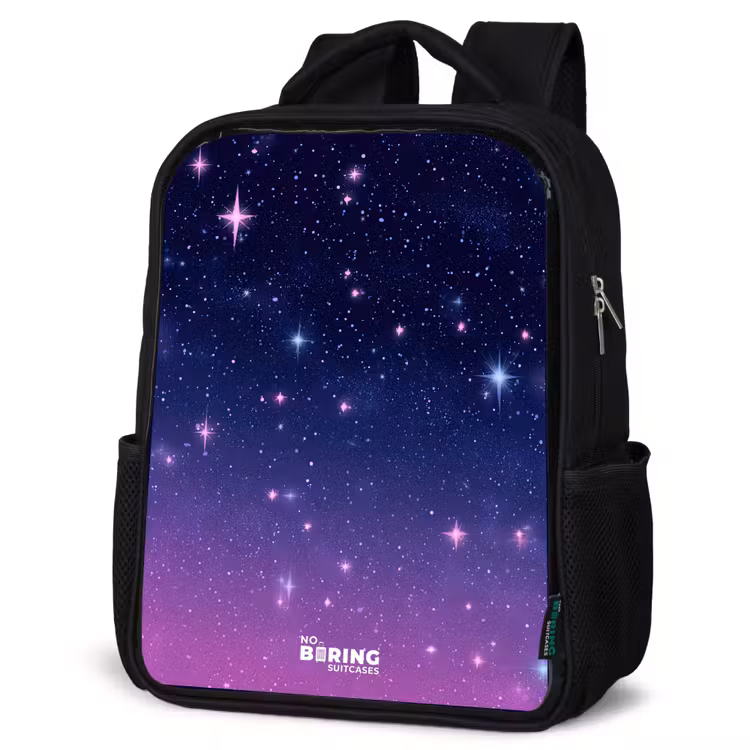 Kids backpack - Black - Stars - Galaxy - Blue - Pink — 4