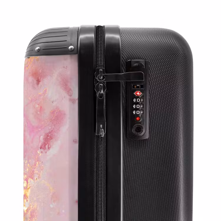 Suitcase - Pink marble 755h golden lines — 3