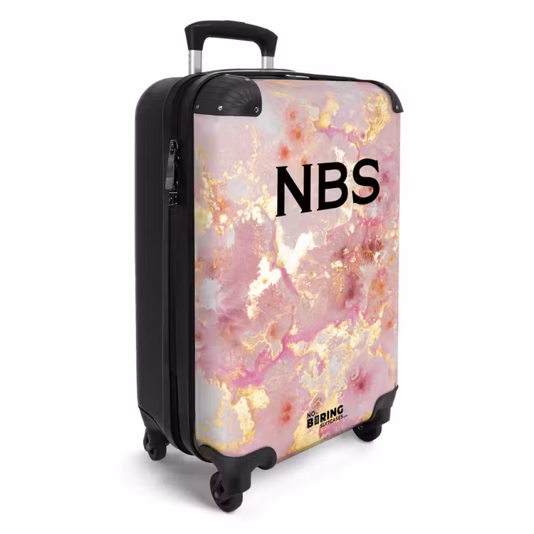 Suitcase - Pink marble 755h golden lines — 4