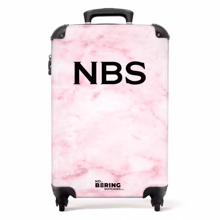 Suitcase - Pink marble 755h white — 1