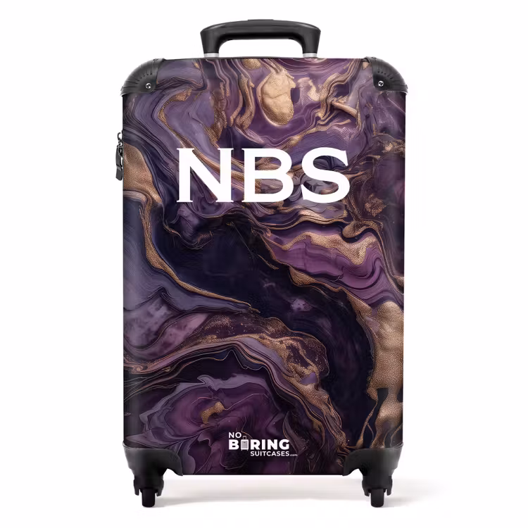 Suitcase - Purple marble 755h gold — 1