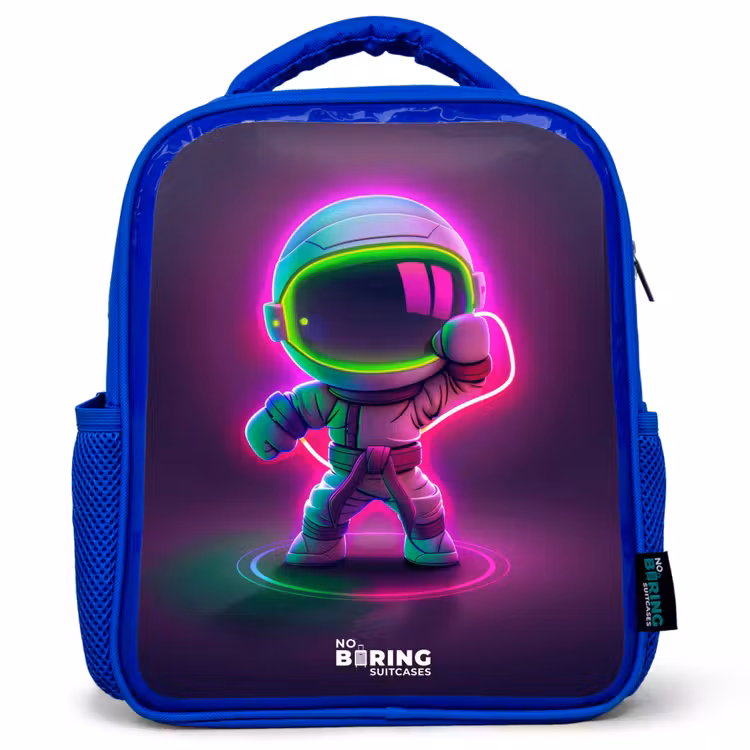 Kids backpack - Blue - Space karate neon — 1