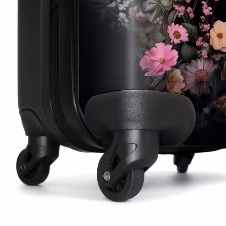 Suitcase - Black horse with white blaze and colorful flowers — 6