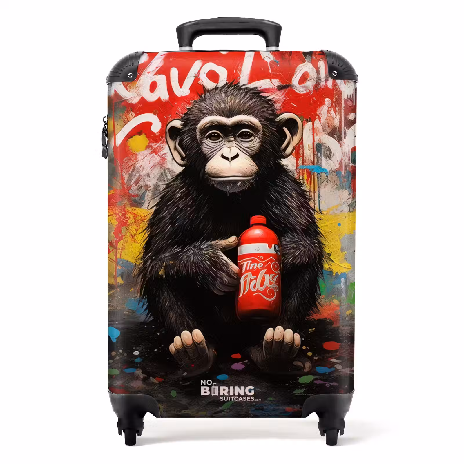 Suitcase - Chimpanzee in front of graffiti wall — 1