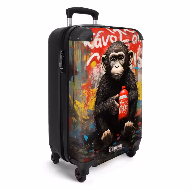 Suitcase - Chimpanzee in front of graffiti wall — 4