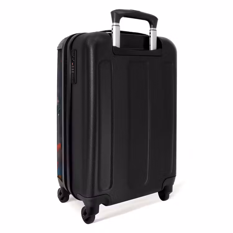 Suitcase - Panda with orange coat and paint splatter — 2