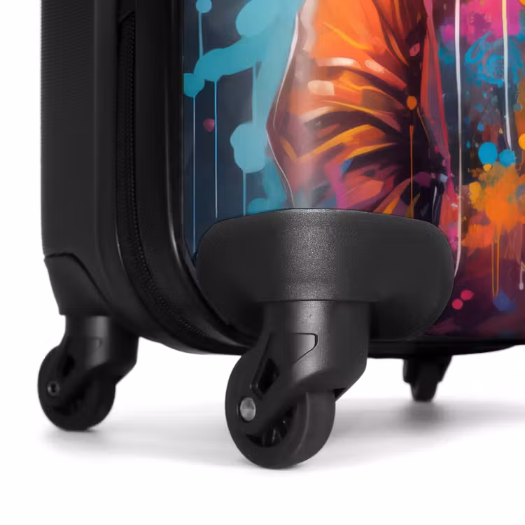 Suitcase - Panda with orange coat and paint splatter — 6