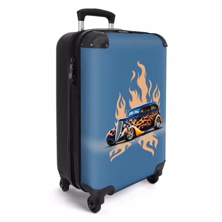 Suitcase - Black car with beige flames — 4