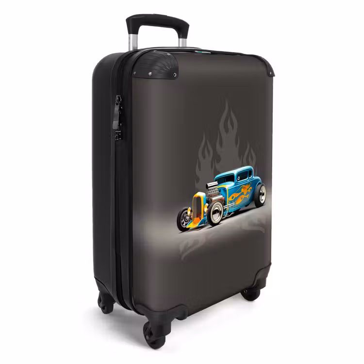 Suitcase - Blue car with gray flames — 4