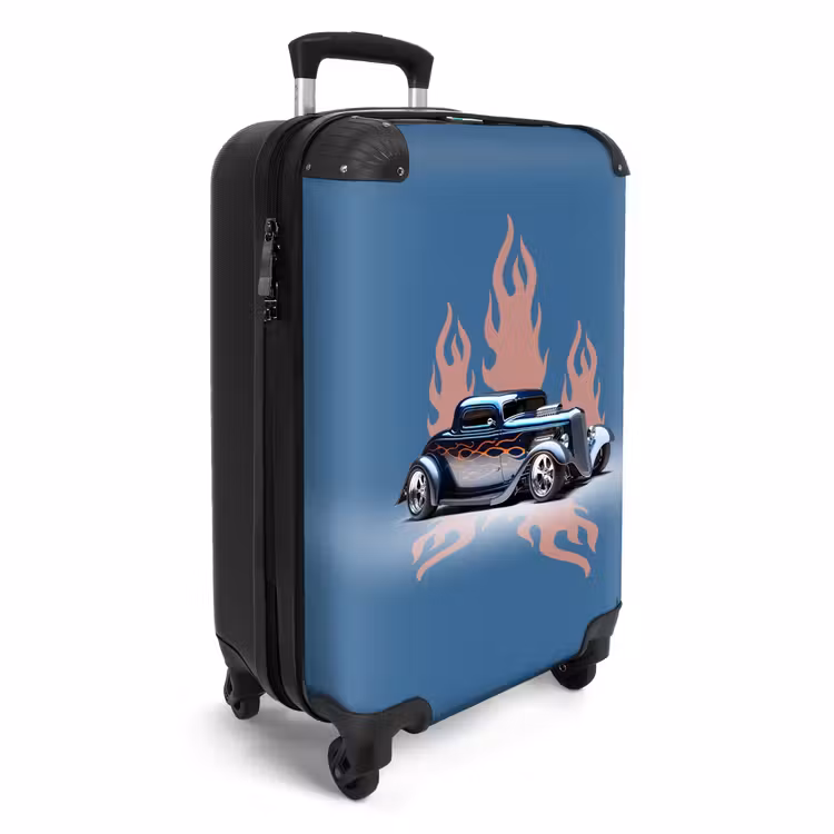 Suitcase - Blue car with pink flames — 4