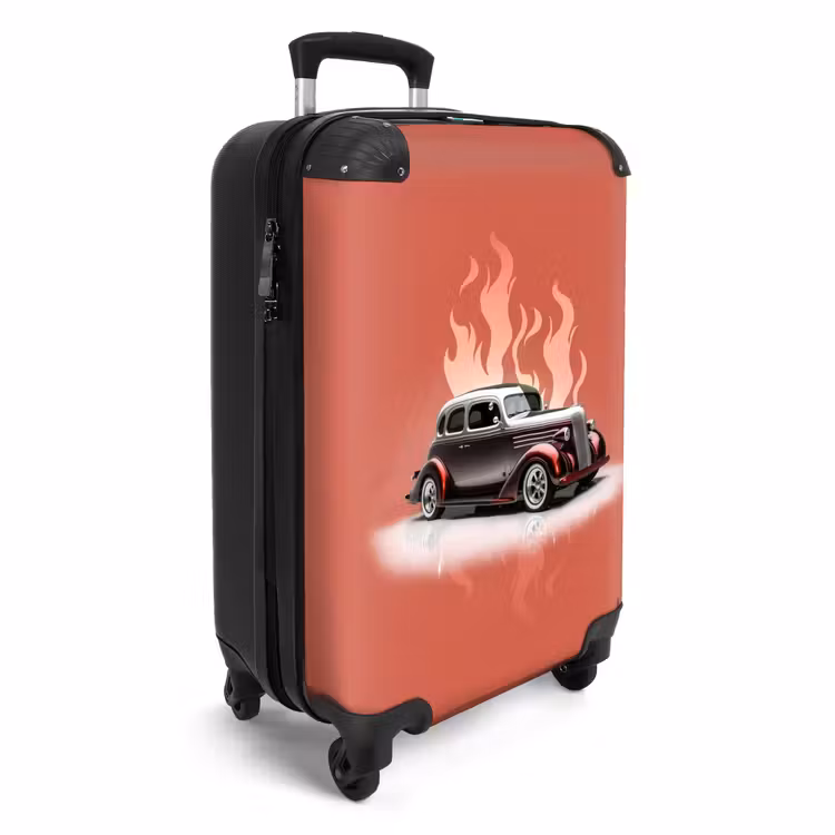 Suitcase - Gray car with pink flames — 4