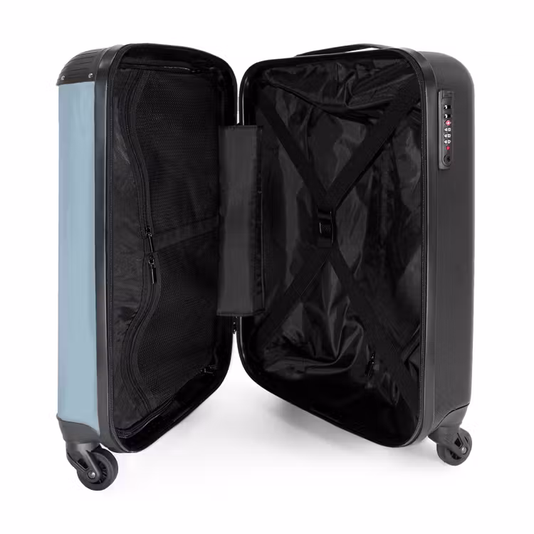 Suitcase - Red car blue background — 3