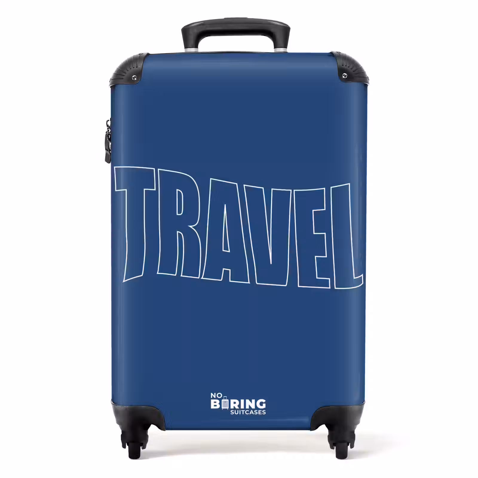 Suitcase - Blue background with large outline text Travel — 1