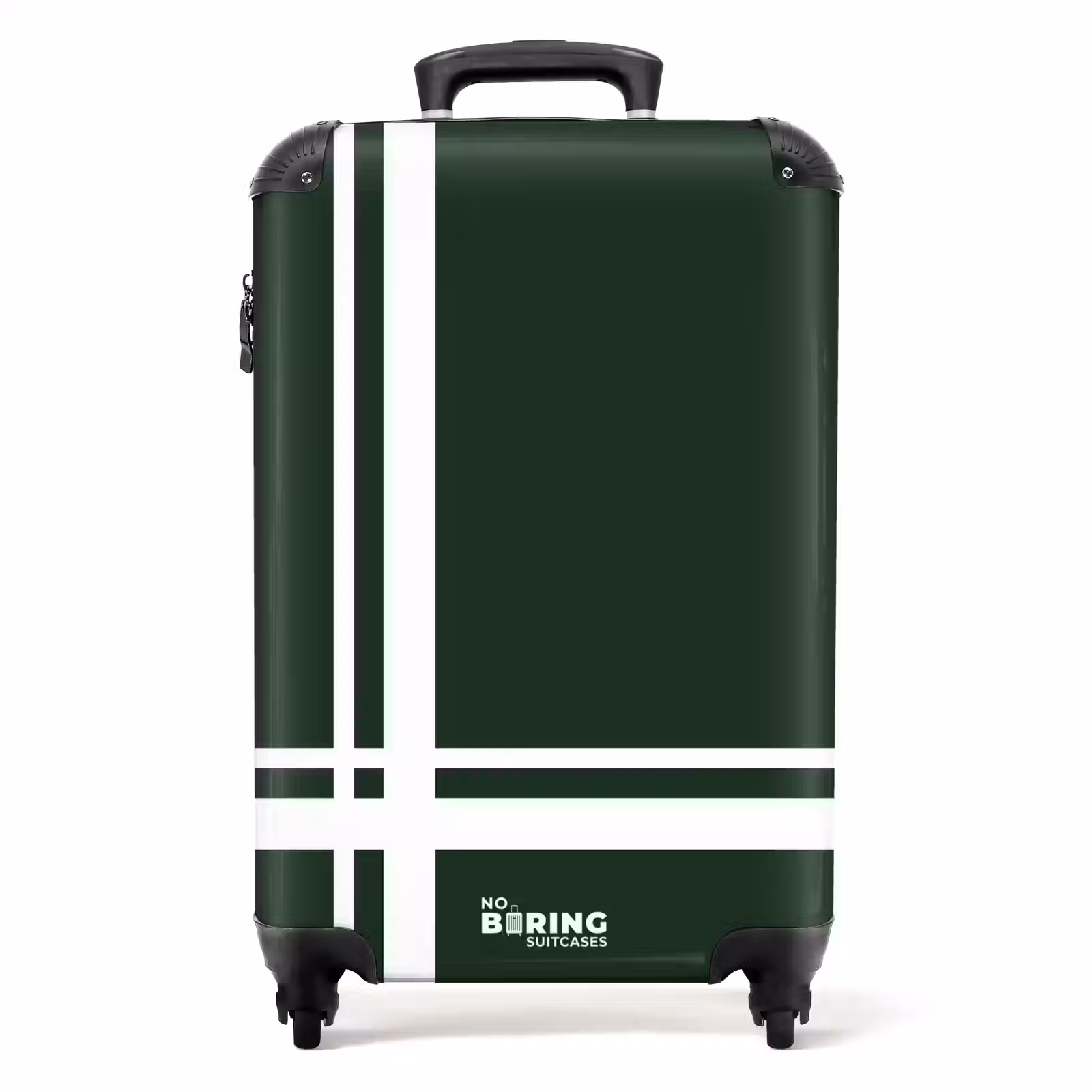 Suitcase - Dark green background with white cross pattern at lower left — 1