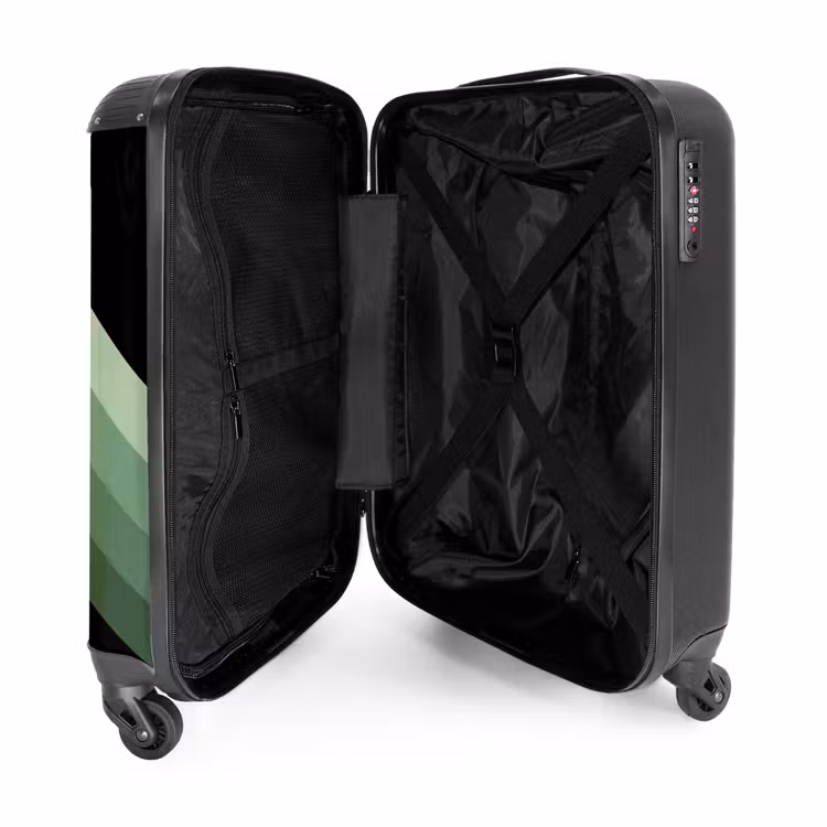 Suitcase - Black background with cascading green zigzag stripes — 3