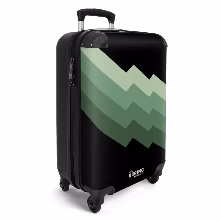 Suitcase - Black background with cascading green zigzag stripes — 4