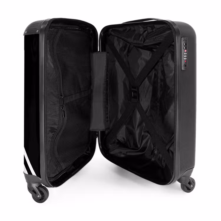 Suitcase - Black background with diagonal white double stripe — 3
