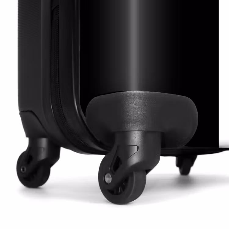 Suitcase - Black background with double white center stripe — 6