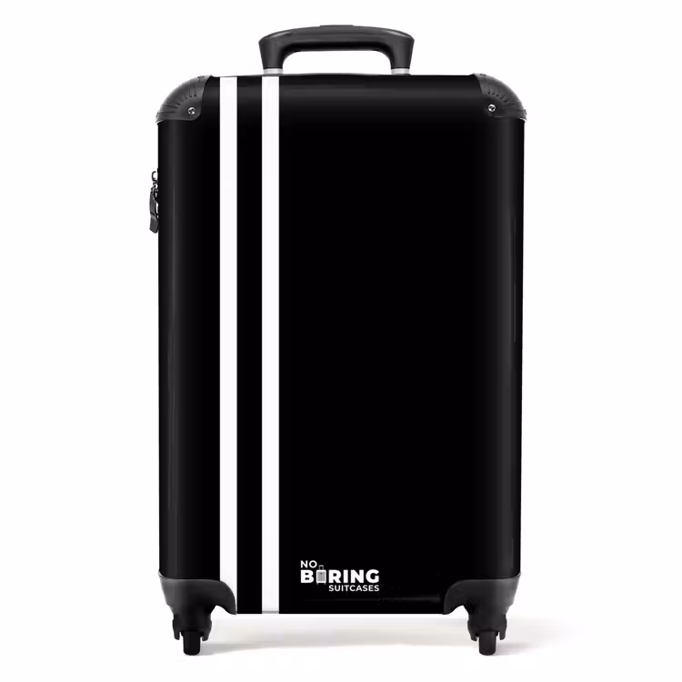 Suitcase - Black background with double white side stripes on the left — 1