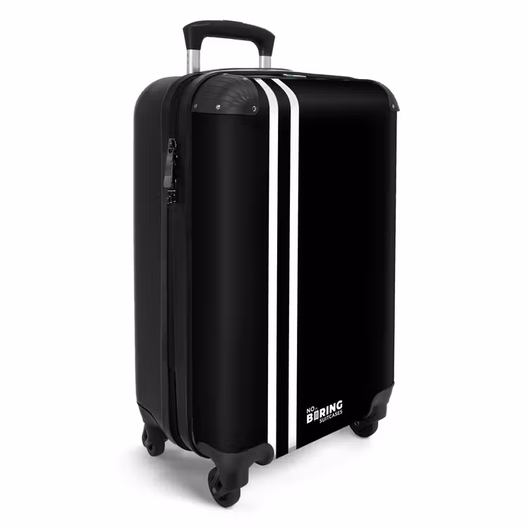 Suitcase - Black background with double white side stripes on the left — 4