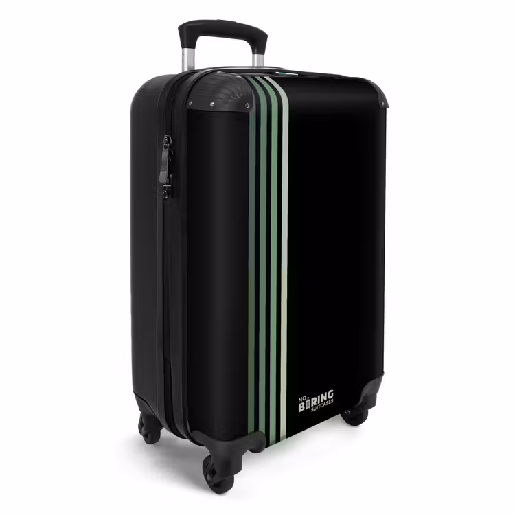 Suitcase - Black background with four vertical green lines on the left — 4