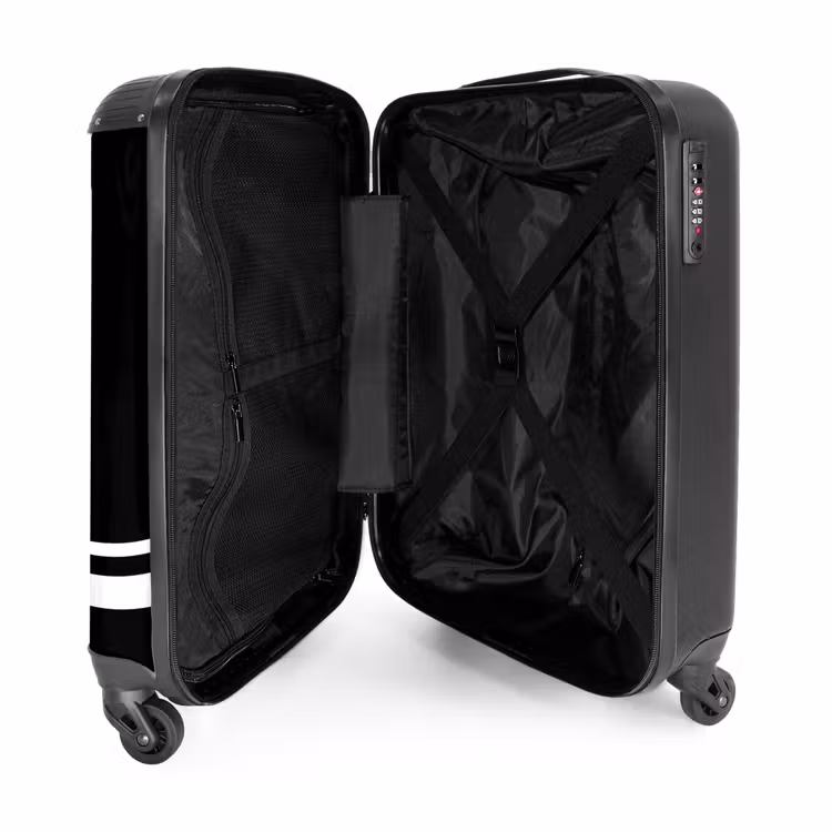 Suitcase - Black background with white cross pattern at lower left — 3