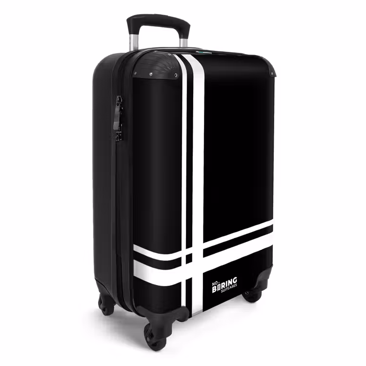 Suitcase - Black background with white cross pattern at lower left — 4