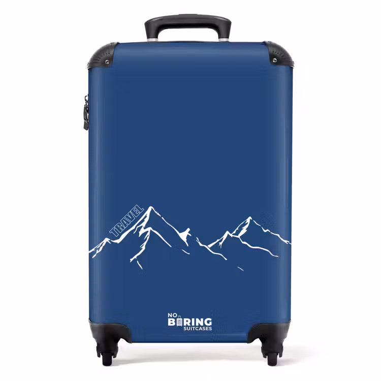 Suitcase - Blue background with white mountain illustration — 1