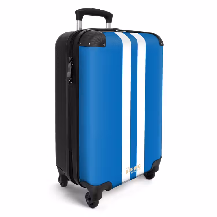 Suitcase - Bright blue background with double white center stripe — 4