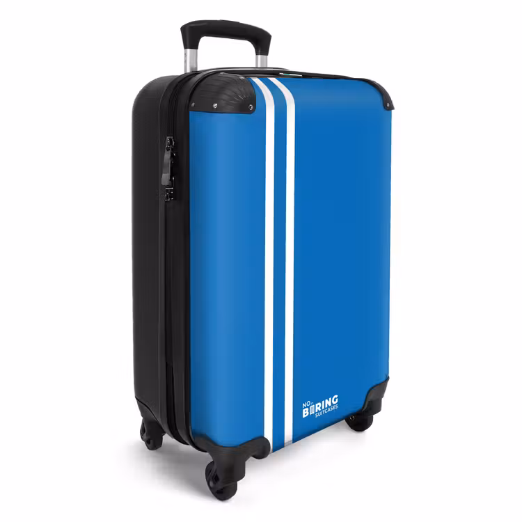 Suitcase - Bright blue background with double white side stripes on the left — 4