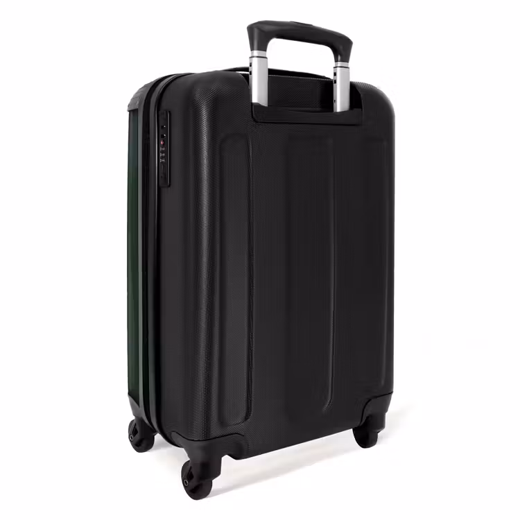 Suitcase - Dark green background with double white side stripes on the left — 2