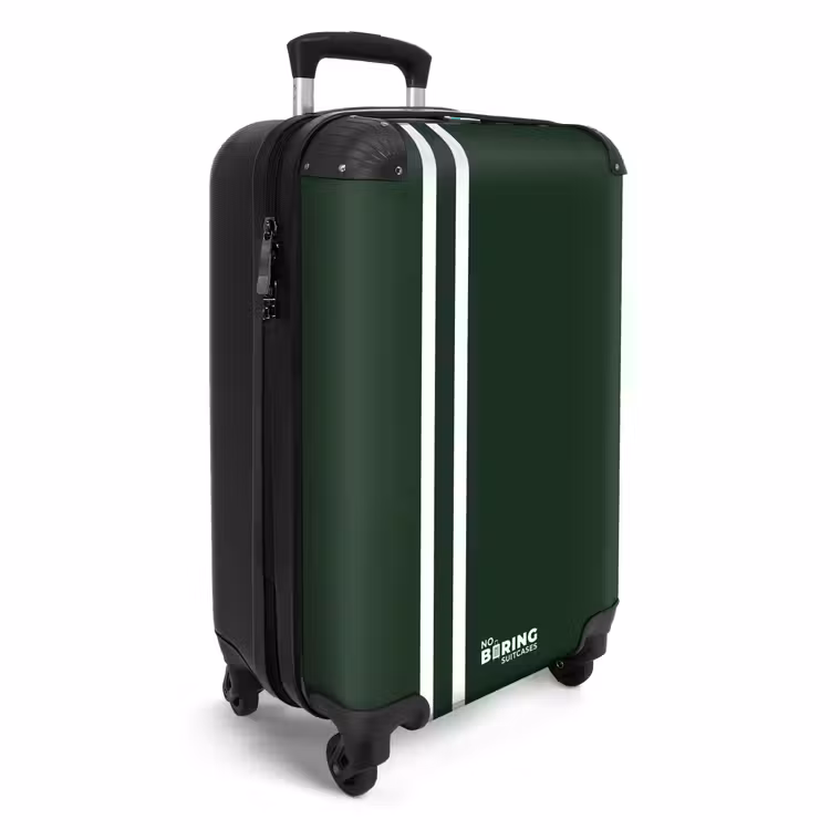Suitcase - Dark green background with double white side stripes on the left — 4
