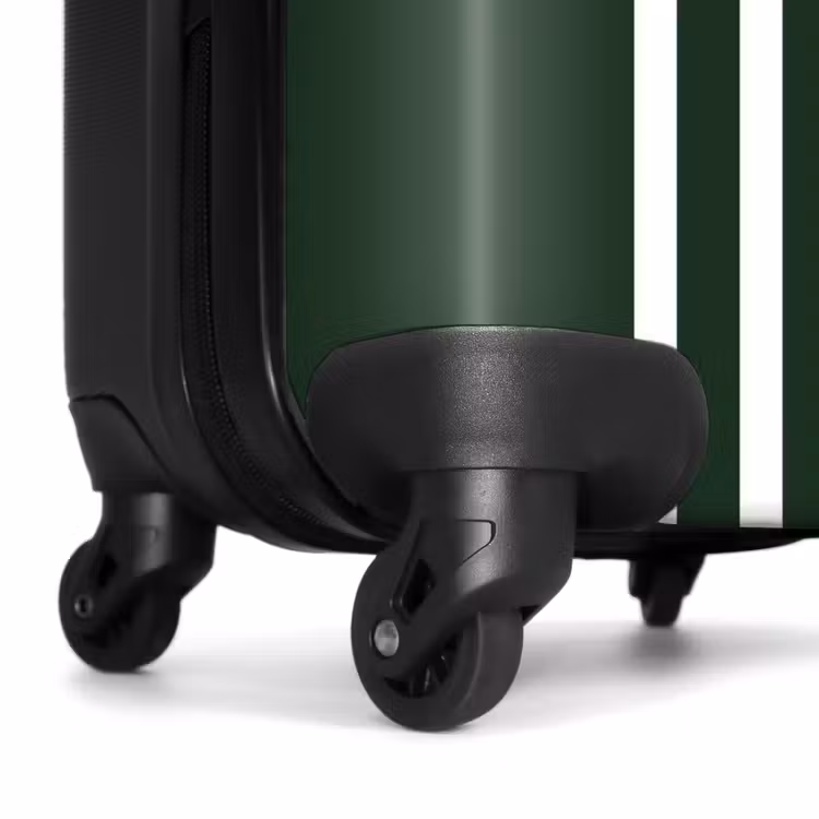 Suitcase - Dark green background with double white side stripes on the left — 6