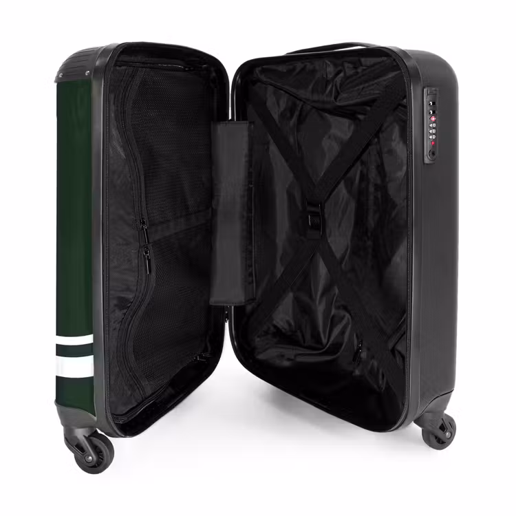 Suitcase - Dark green background with white cross pattern at lower left — 3