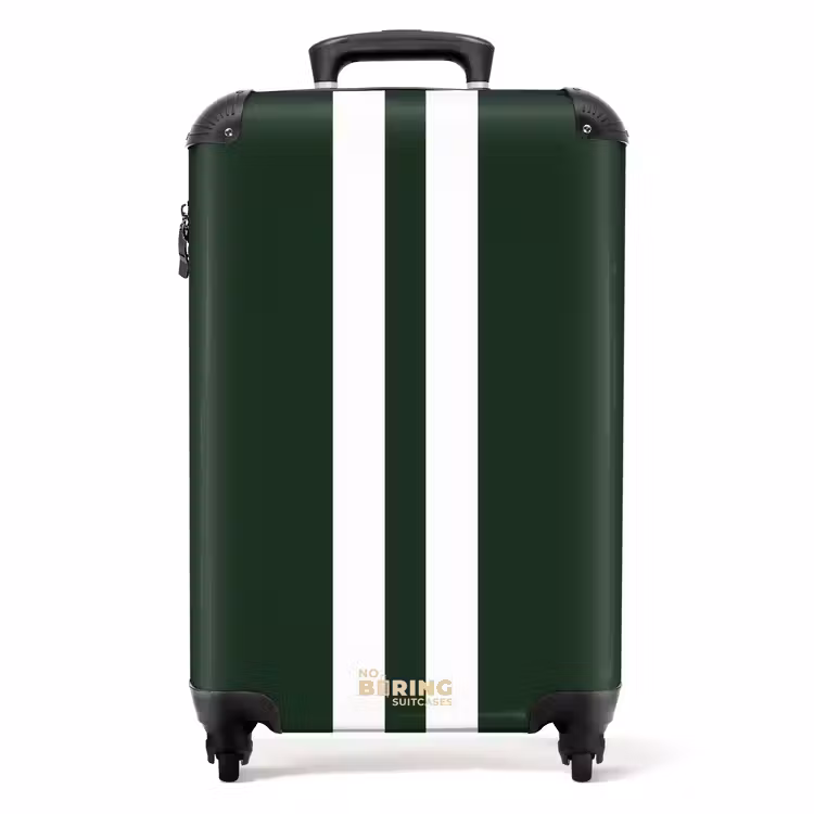 Suitcase - Green background with double white vertical stripes — 1