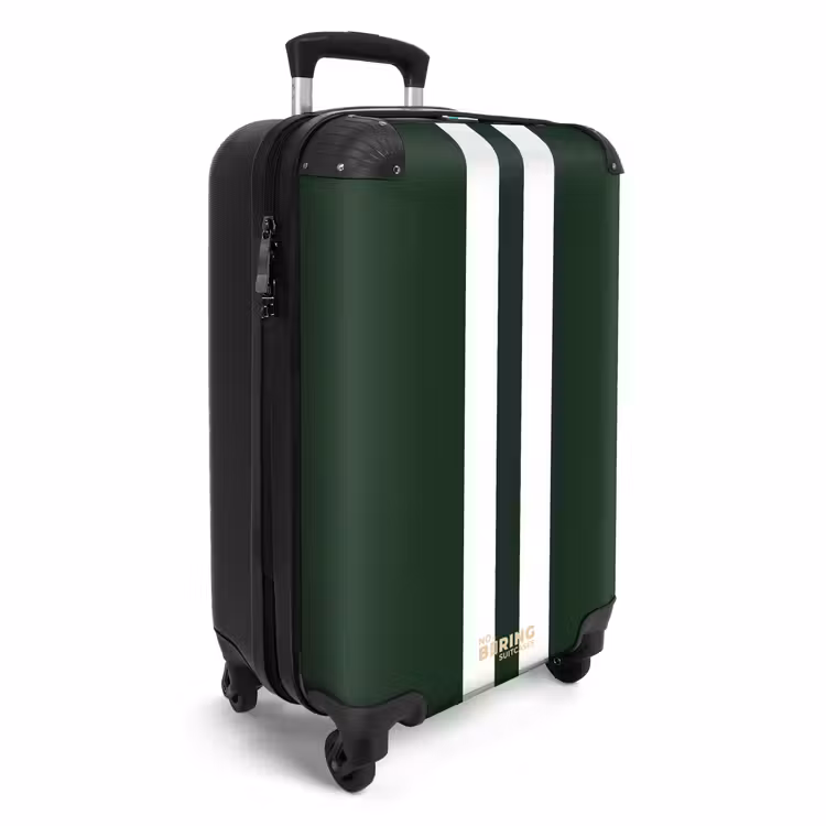 Suitcase - Green background with double white vertical stripes — 4