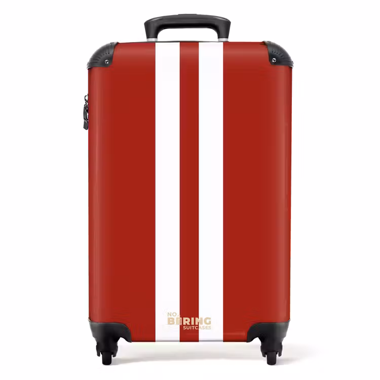 Suitcase - Red background with double white center stripe — 1