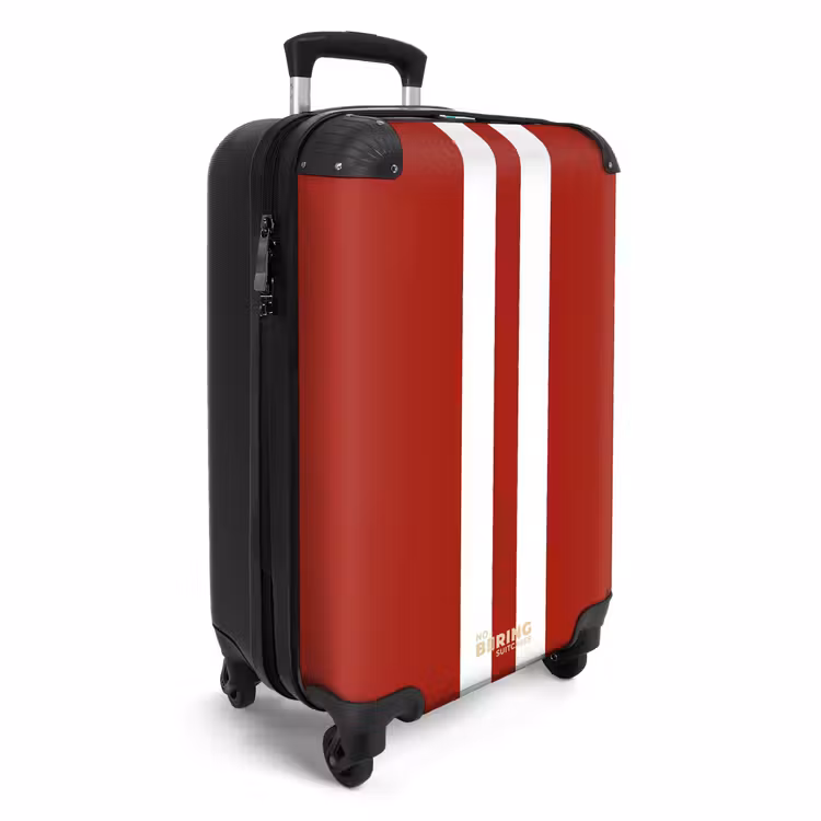 Suitcase - Red background with double white center stripe — 4
