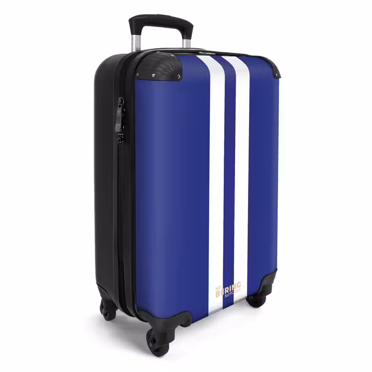Suitcase - Royal blue background with double white center stripe — 4