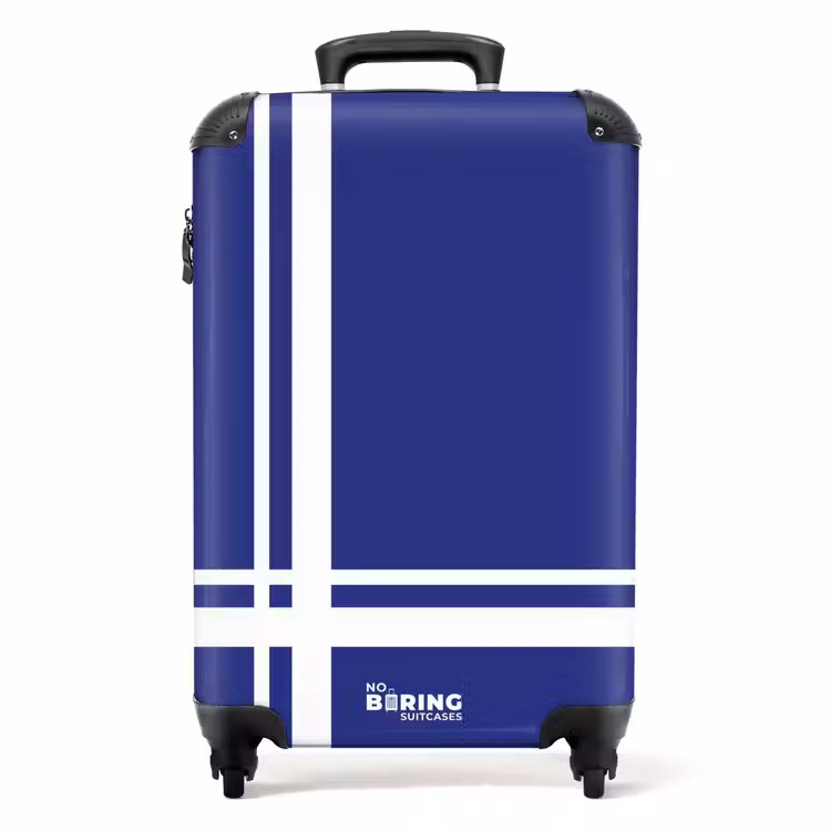 Suitcase - Royal blue background with white grid at lower left — 1