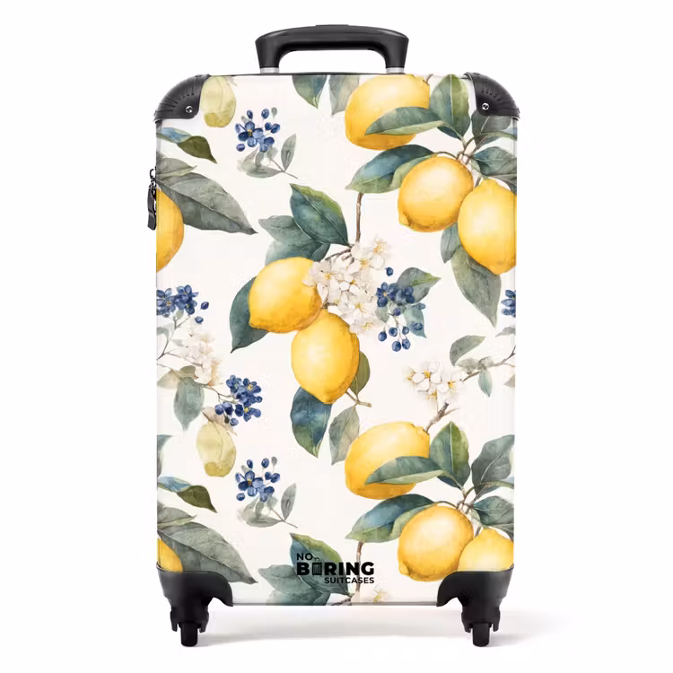 Suitcase - Lemon with blossom pattern — 1
