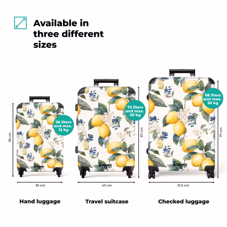Suitcase - Lemon with blossom pattern — 3