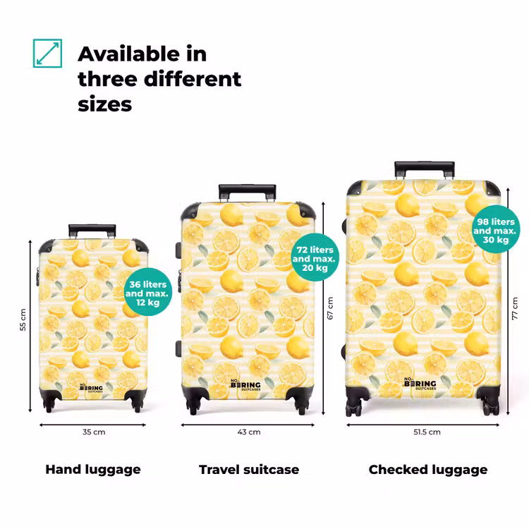 Suitcase - Lemon with stripes pattern yellow — 3