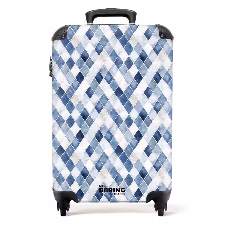 Suitcase - Checkered pattern blue — 1