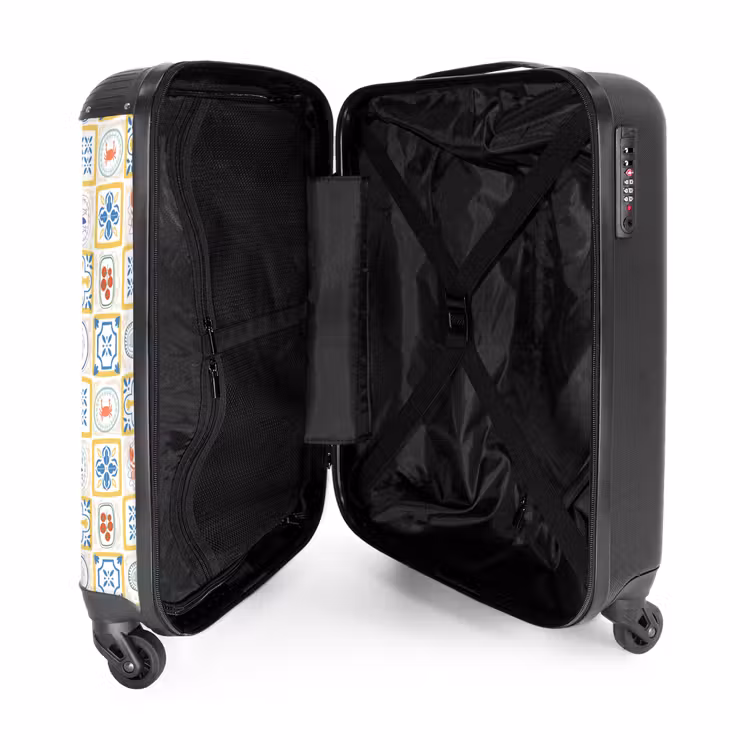 Suitcase - Italian tile print yellow — 3