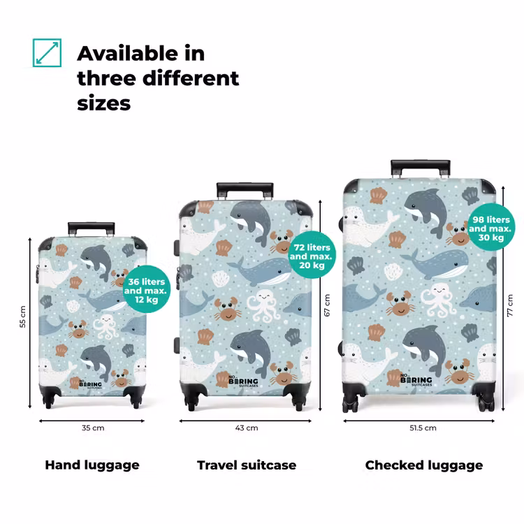 Suitcase - Sea animals pattern colorful — 3