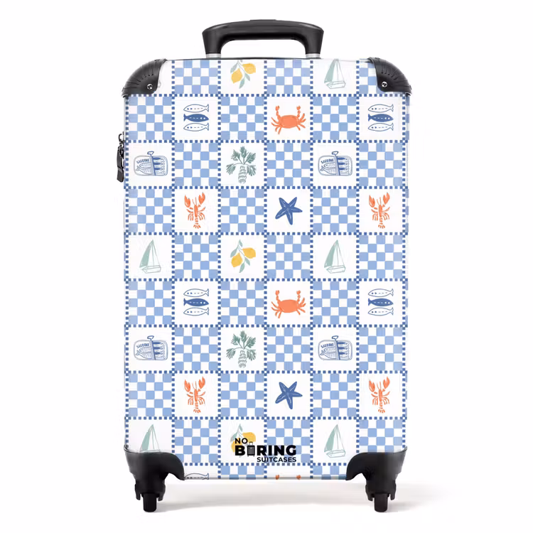 Suitcase - Square summer print blue — 1