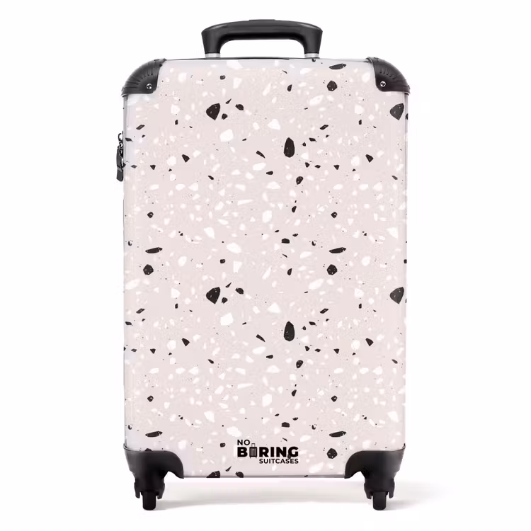 Suitcase - Terrazzo pattern beige with black and white — 1