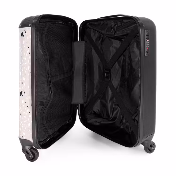 Suitcase - Terrazzo pattern beige with black and white — 3
