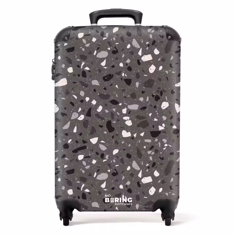 Suitcase - Terrazzo pattern multicolored dark gray — 1